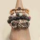 LAYERED MULTI BEADED FLORAL BOW STACKABLE RING SET | 80R053