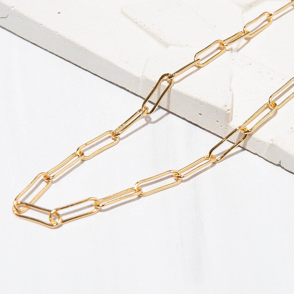 Tarnish Resistant Gold Paperclip Necklace 18 Inch