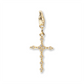 Large CZ Pavé Cross Charm with Hinged Clip, Gold