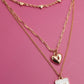 SQUARE BOW EPOXY CHARM LAYERED NECKLACE