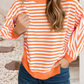 LDC Strpied Exposed Seam Drop Shoulder Long Sleeve Top