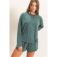 Mineral Wash Long Sleeve Raw Edge Top