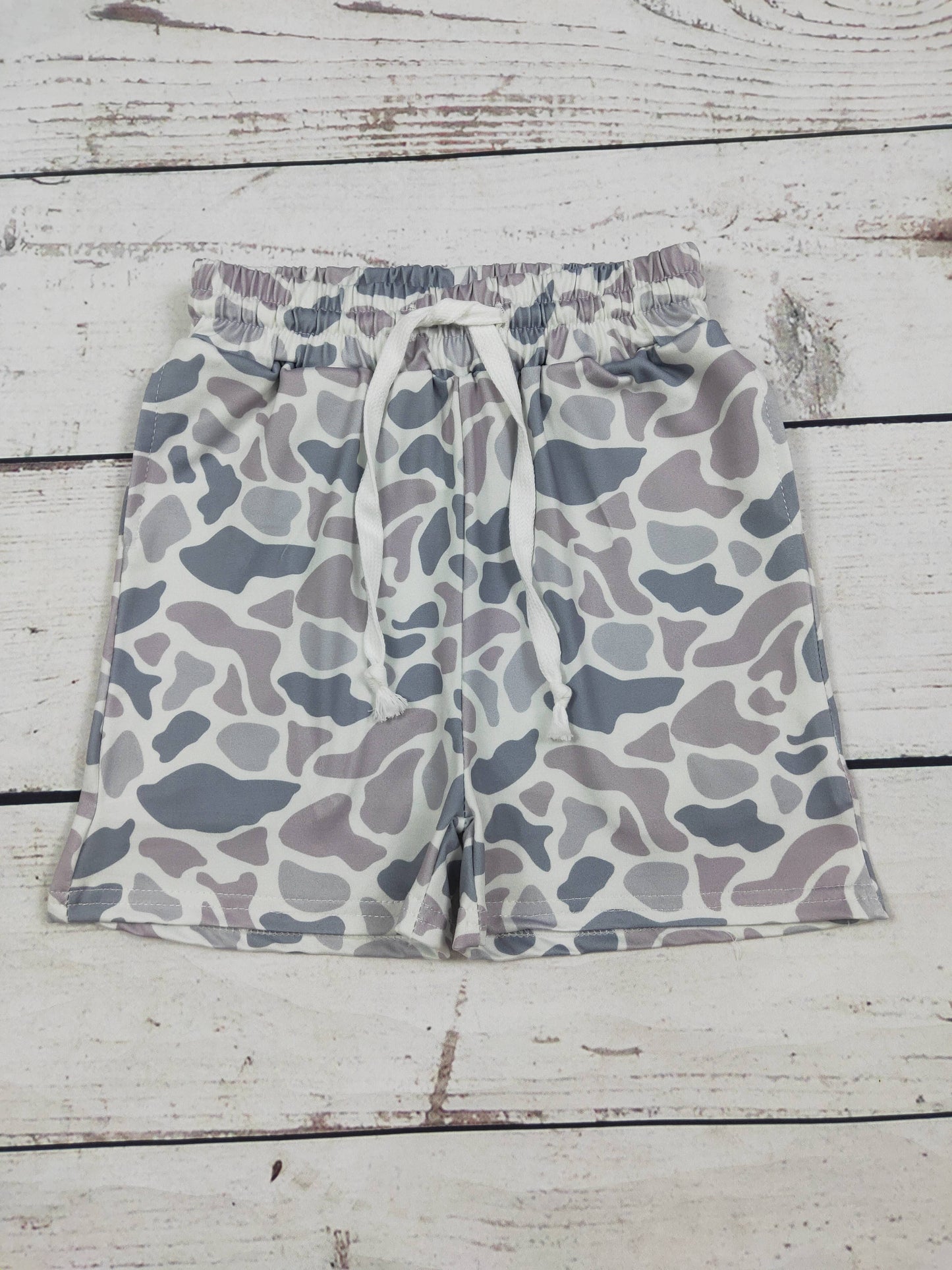 Boys Camo Shorts - Grey & Tan