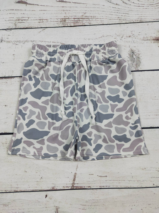 Boys Camo Shorts - Grey & Tan