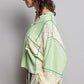 V-neck stitch detail Balloon Long Sleeve Crop Top
