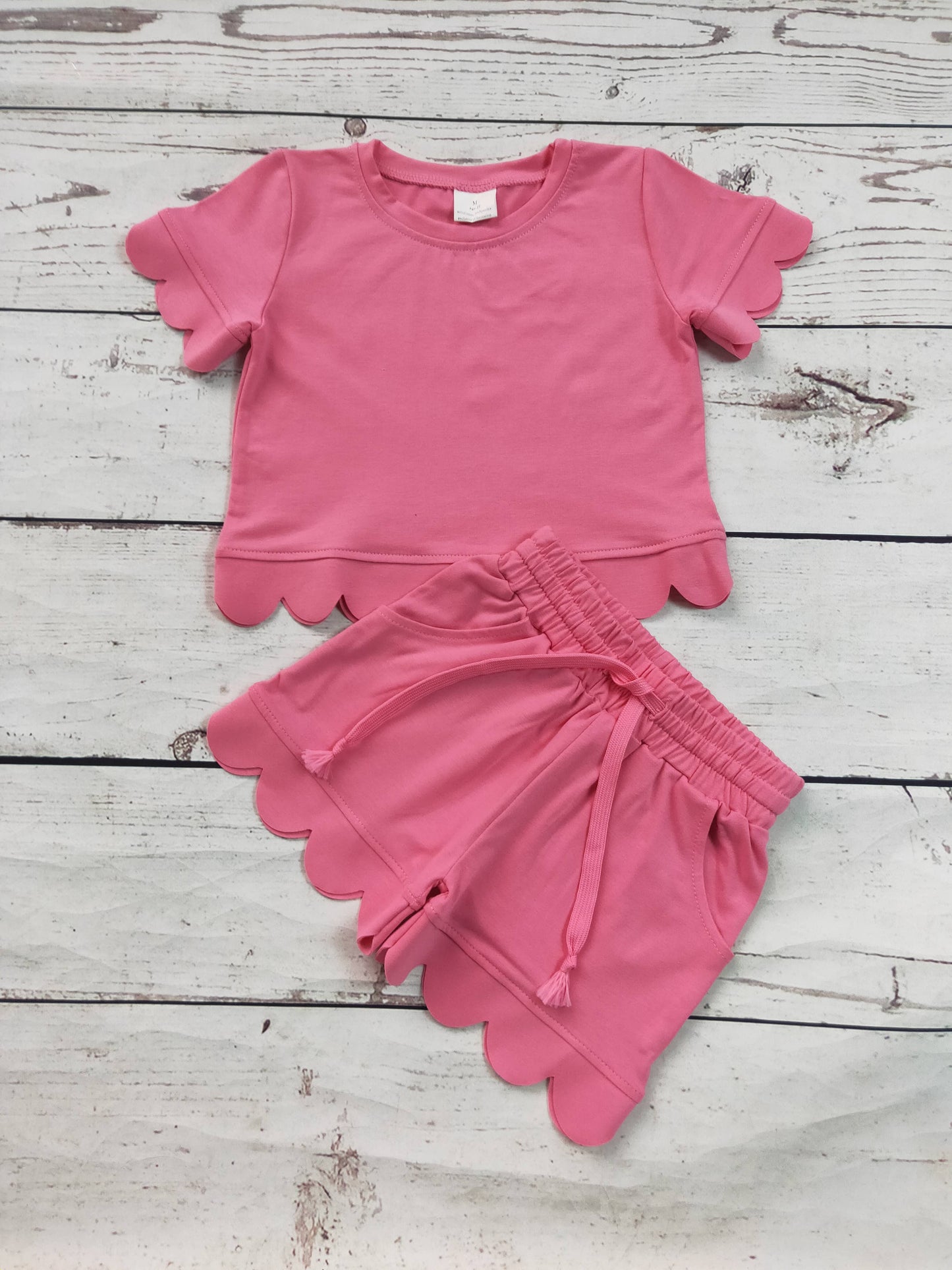 Pink Poppy Scallop Shorts Set
