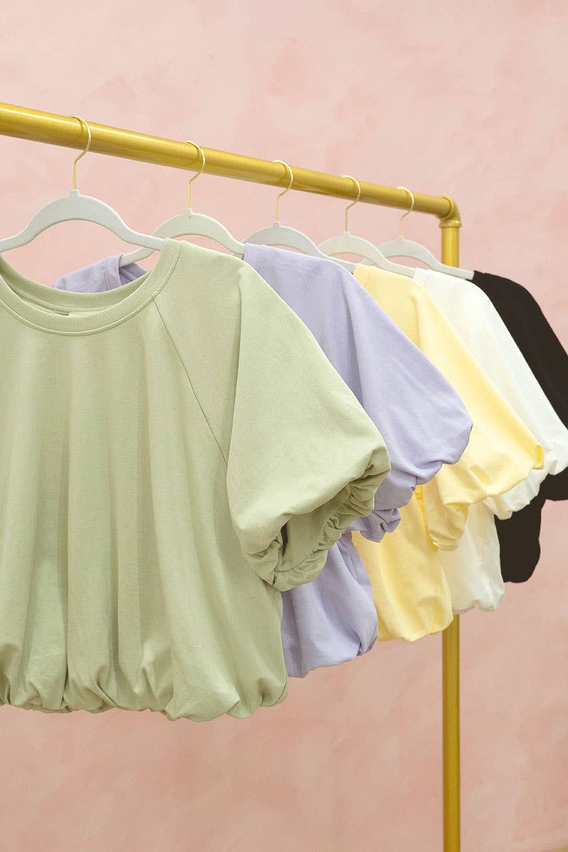 JERSEY BUBBLE SLEEVE TOP