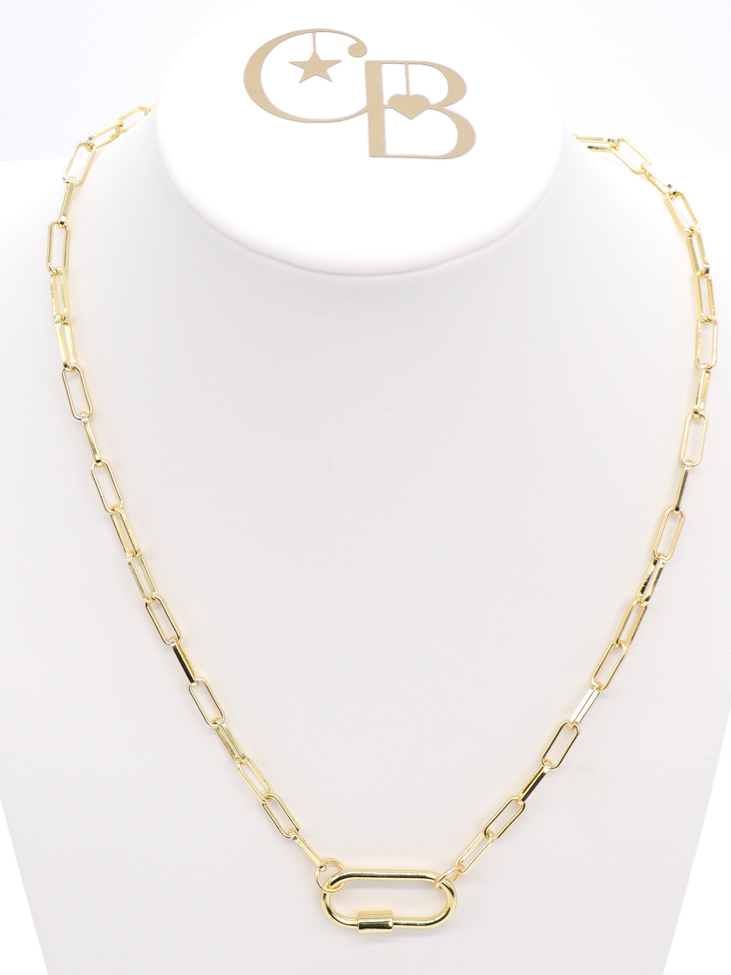 Gold Ashley (Box) Necklace with Piper Carabiner