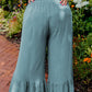 High Waist Ruffle Wide Leg Pants Plus Size