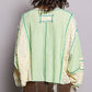 V-neck stitch detail Balloon Long Sleeve Crop Top