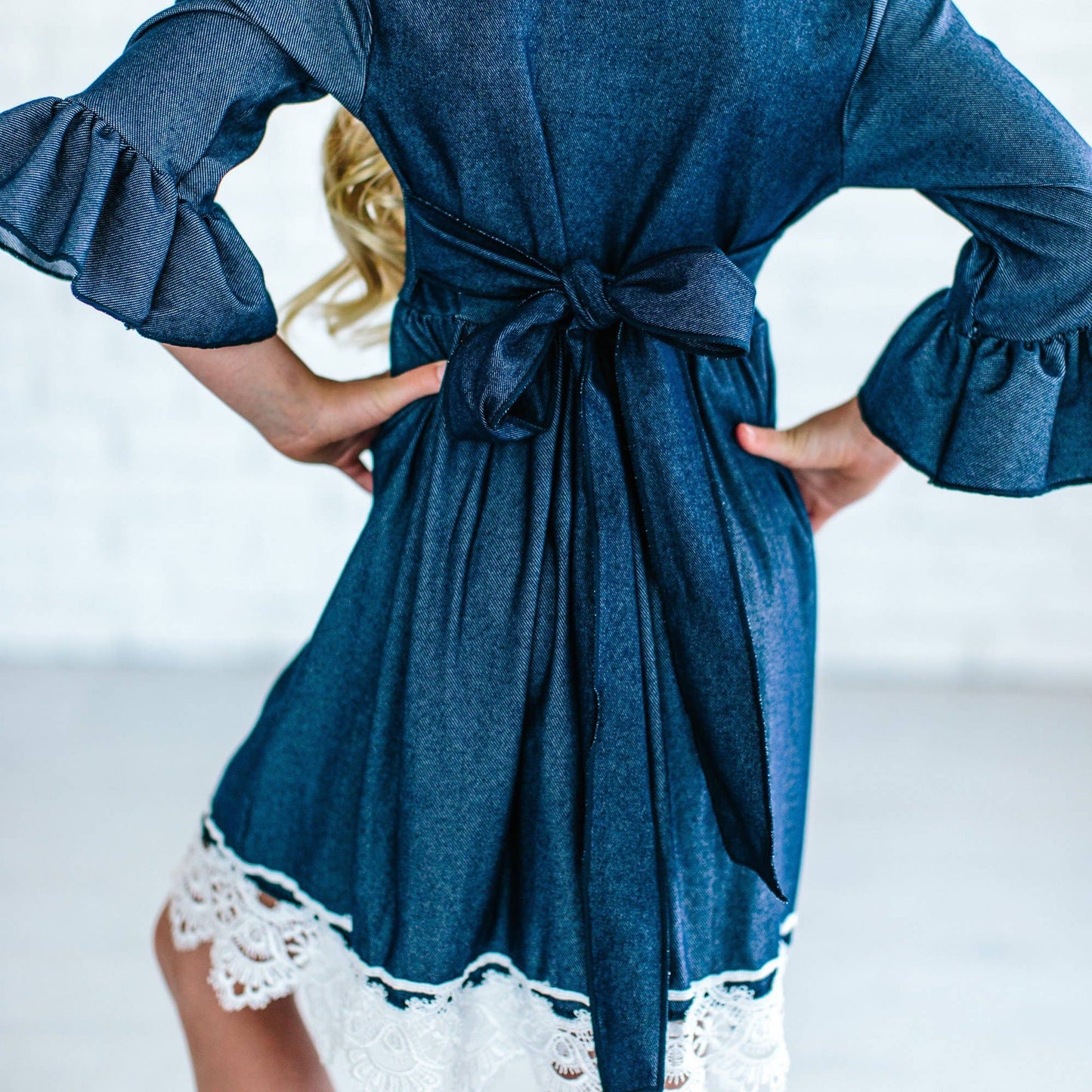 Kids Jean Dress with White Lace