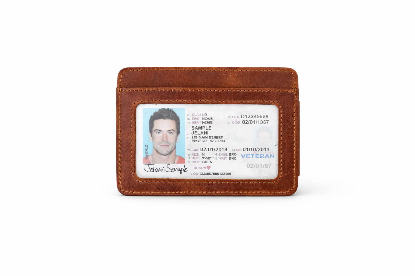 Leather Card Holder with Money Clip Minimalist Pocket wallet