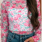 LDC Spring Western Floral Sheath Mock Neck Blouse