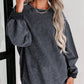 Custom Solid Ribbed Knit Round Neck Pullover Sweatshirt