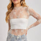 FLORAL EMBROIDERY LACE MESH LAYERING TOP