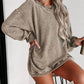 Custom Solid Ribbed Knit Round Neck Pullover Sweatshirt