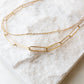 Tarnish Resistant Gold Plated Layered Paperclip Necklace