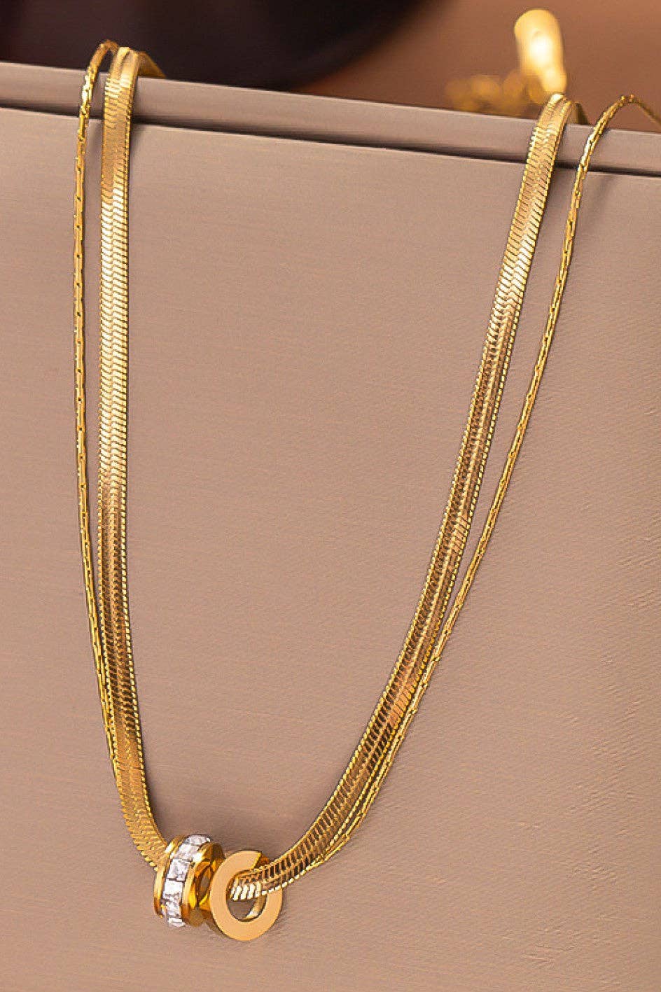 18K Gold Plated Waterproof Stainless Steel Chain Necklace - 6990