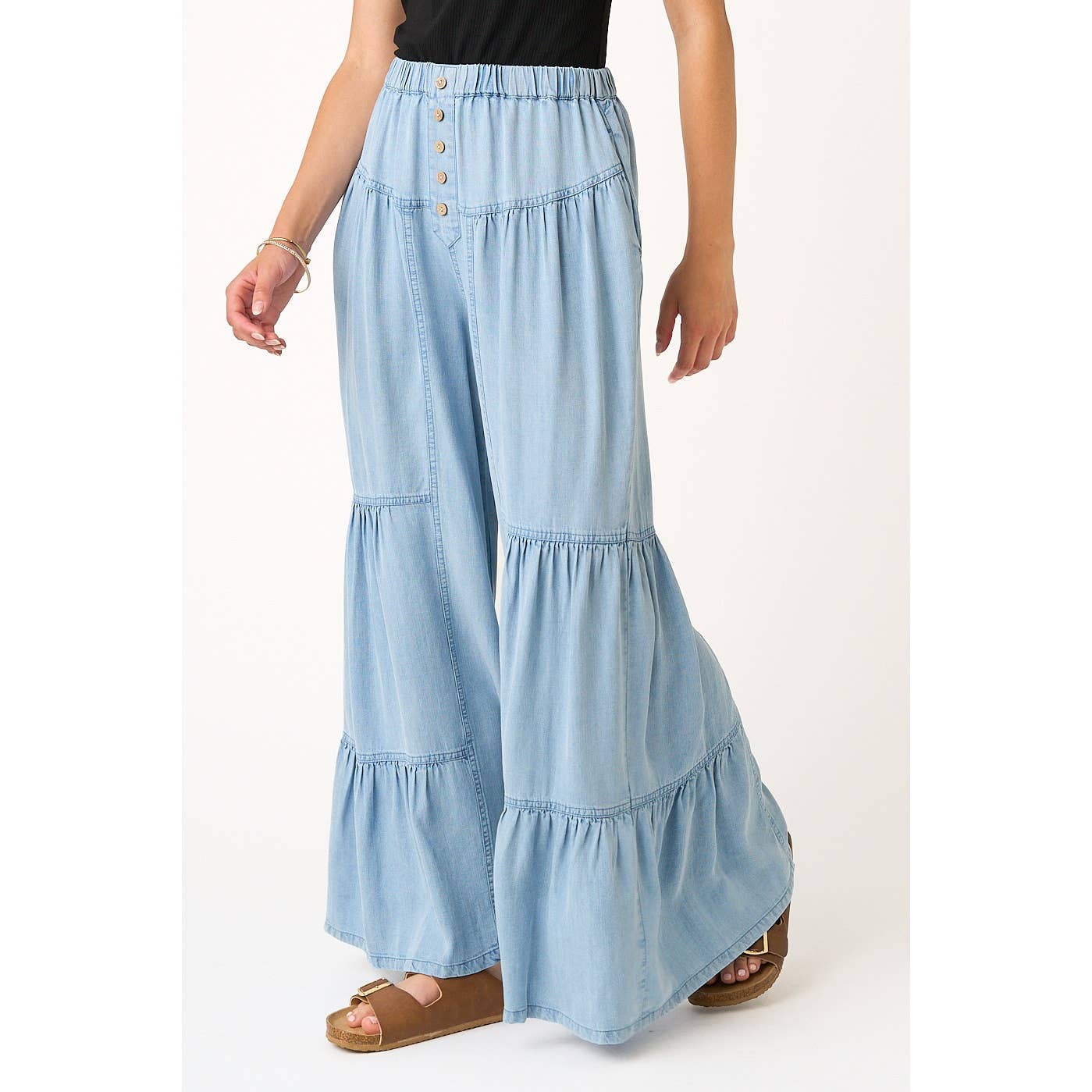 Boho Tiered Denim Pants