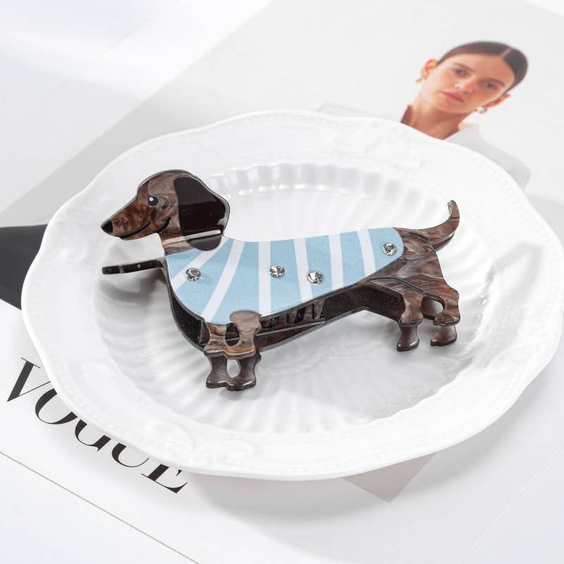 Wiener Dog Hair Claw Clips