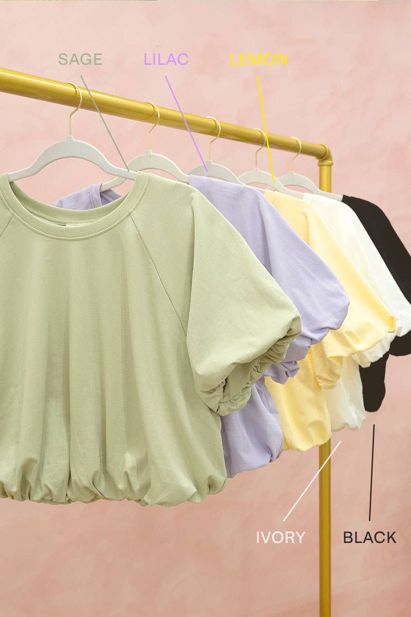 JERSEY BUBBLE SLEEVE TOP