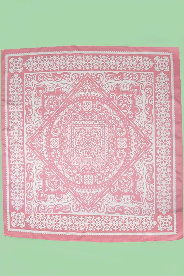 PAISLEY PINK SILKY FEEL BANDANA SCARF