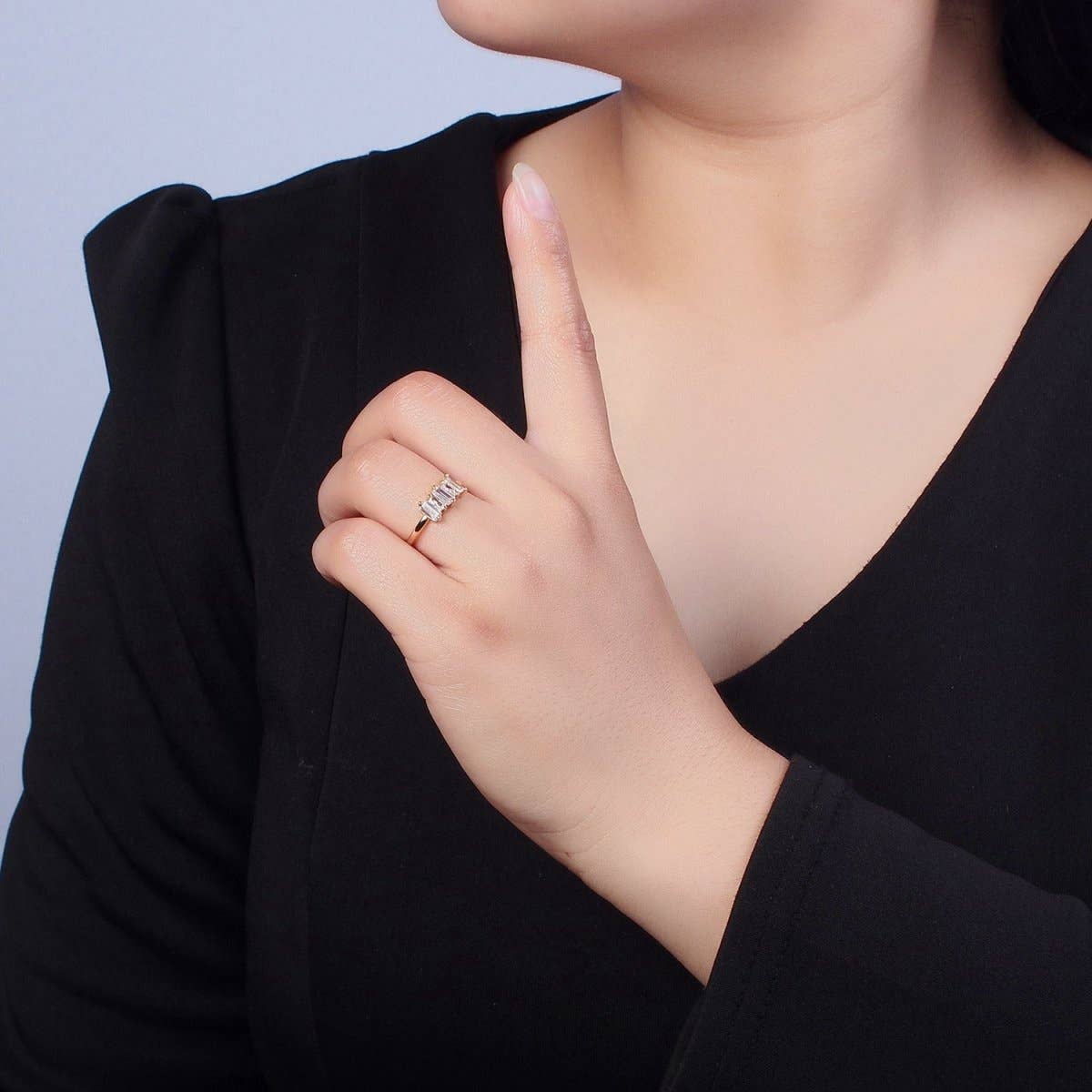 16K Gold Filled Minimalist Gold Baguette Stone Ring
