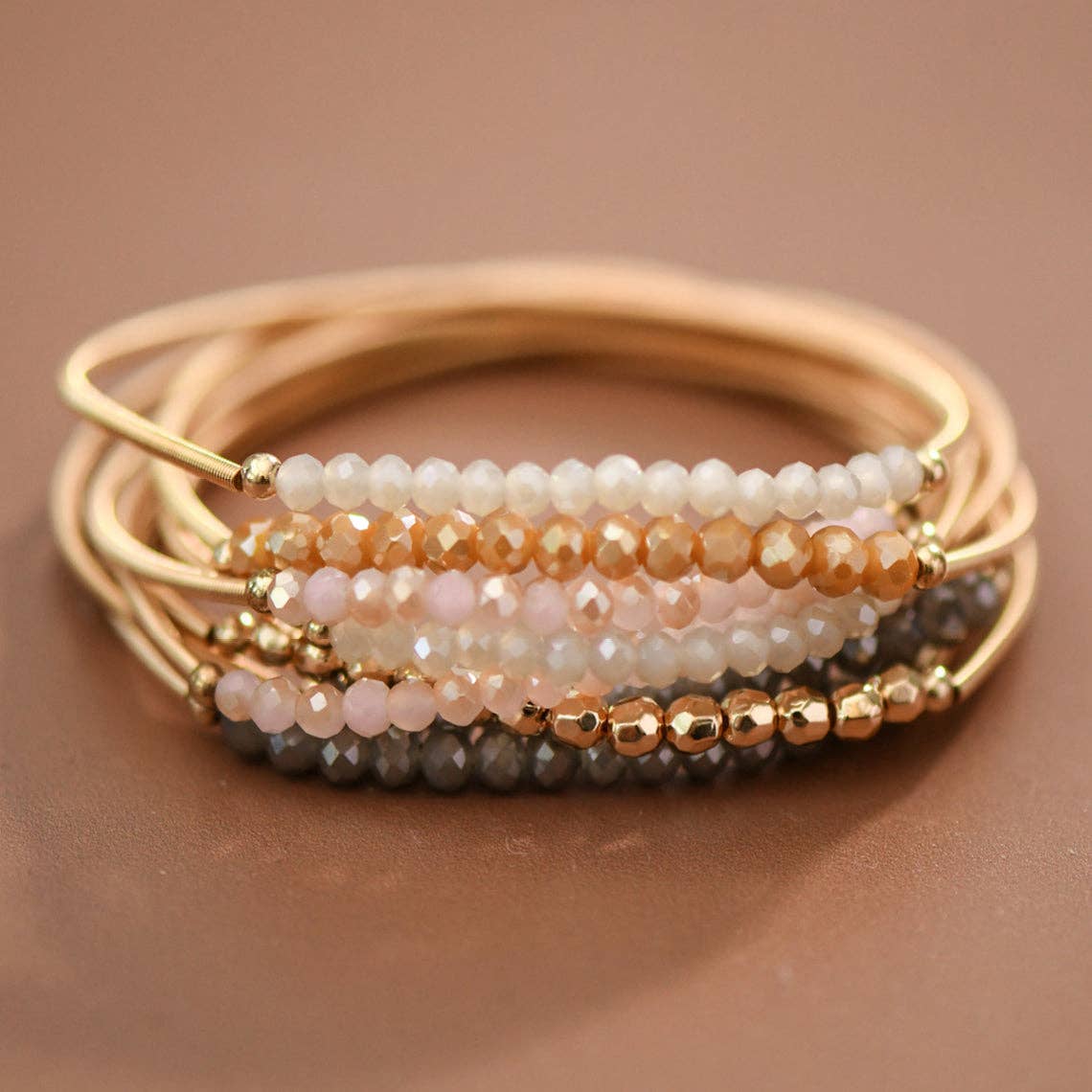 Boho Layered Spring Coil Guitar String Bracelet Set - 8096