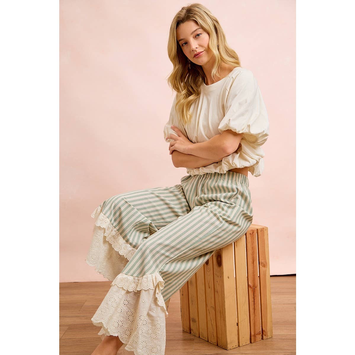JERSEY BUBBLE SLEEVE TOP