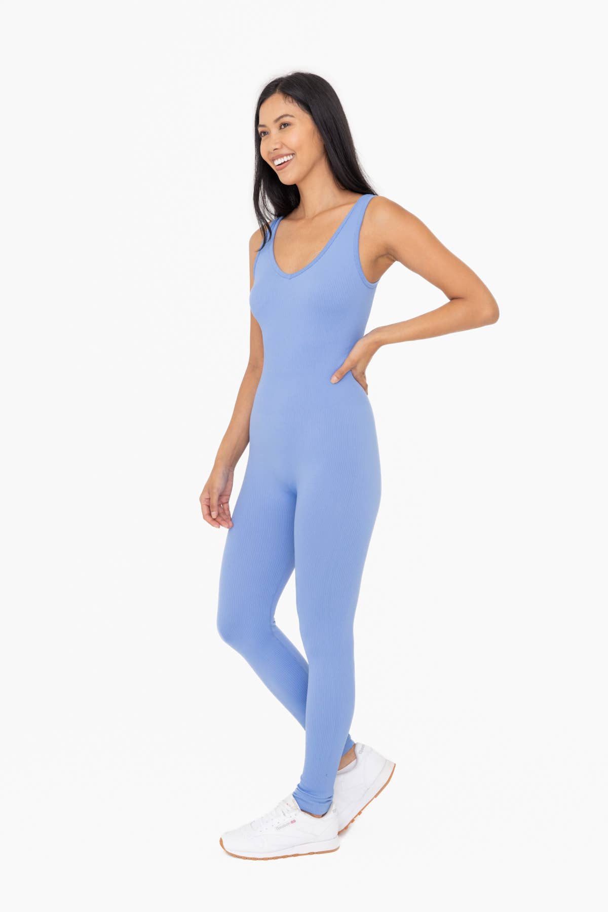 Ribbed Seamless V-Neck Catsuit