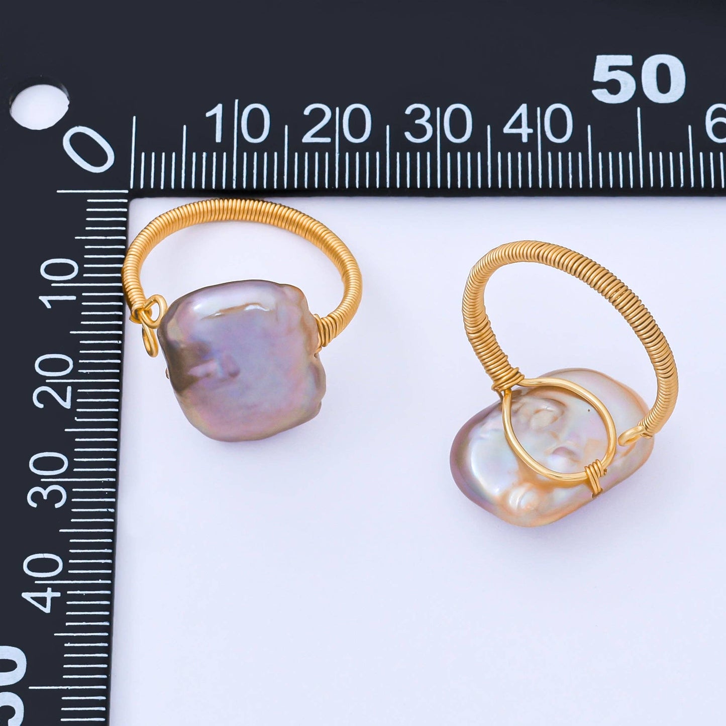 24K Gold Filled Baroque Freshwater Pearl Twisted Solitaire Ring