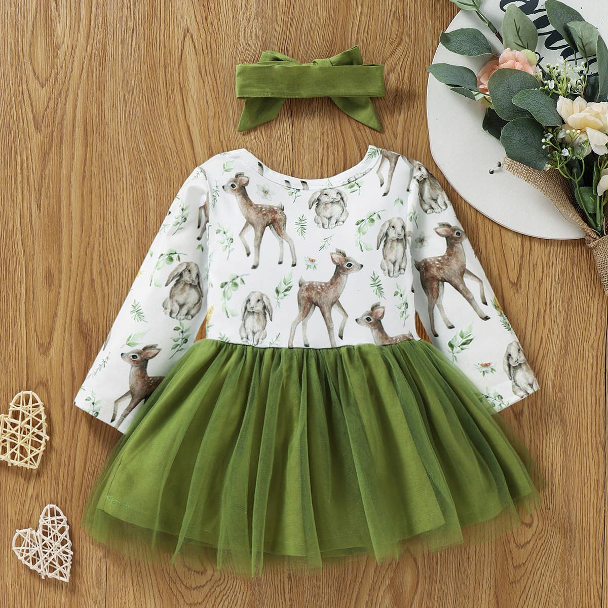 2pcs Baby All Over   Long sleeve Splicing Mesh Dress Set