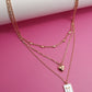 SQUARE BOW EPOXY CHARM LAYERED NECKLACE