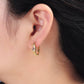24K Gold Filled 18mm Baguette CZ Dotted Huggie Earrings