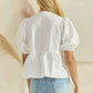 Poppi Front Tie Ribbon Blouse