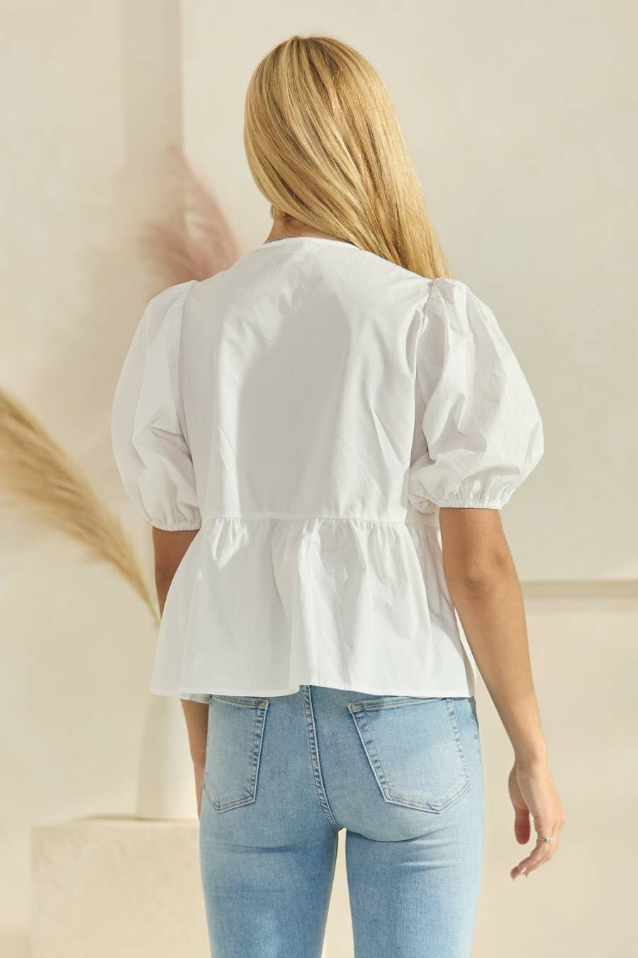 Poppi Front Tie Ribbon Blouse