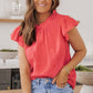 Flutter Sleeve Frilled Neck Textured Blouse