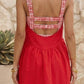 LDC Two Piece Gingham Contrast Patchwork Loose Mini Dress