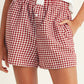 Vintage Plaid Print High Waisted Loose Wide Leg Shorts