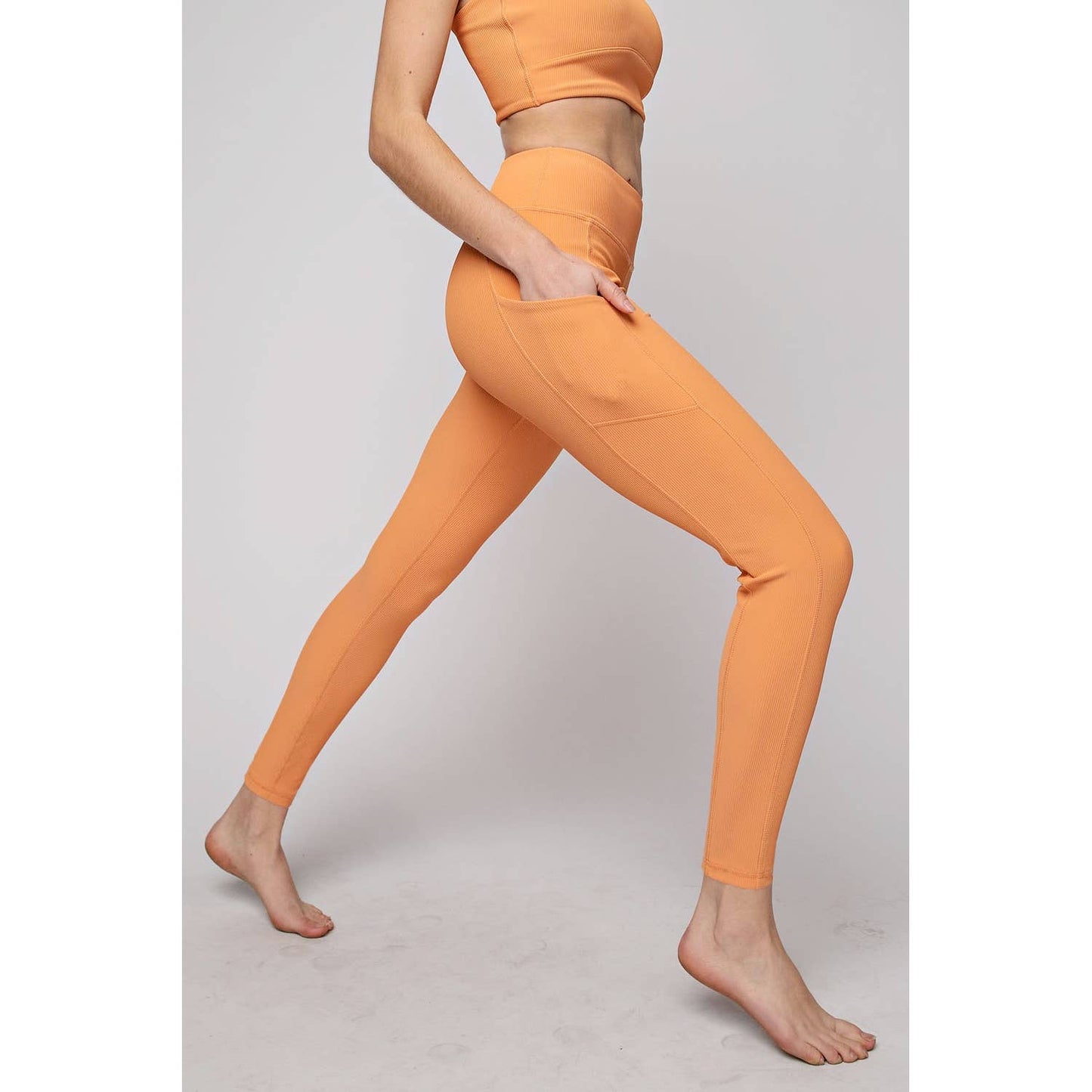 Rib Yoga Leggings with Side Pocket