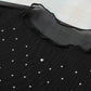 The Midnight Muse Black Rhinestone Sheer Mesh Slim Fit Long Sleeve Top