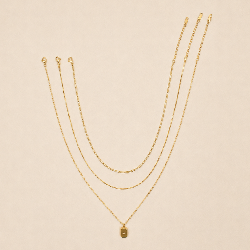 18K STAINLESS STEEL TARNISH FREE LAYERED NECKLACE