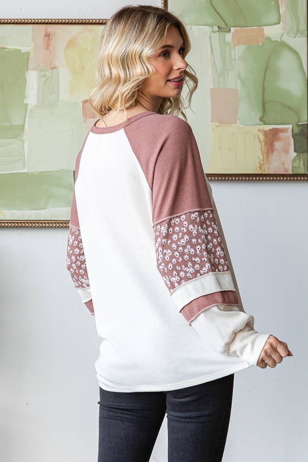 Wildflower Patchwork Waffle Knit Top