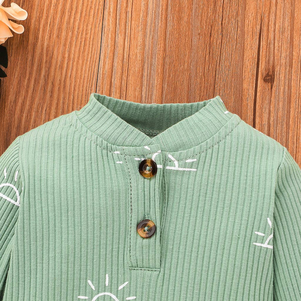 3-piece Baby Boy Sun Romper Pants Cap Set