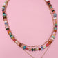 MULTI LAYERED BEADED HEART CHARM NECKLACE