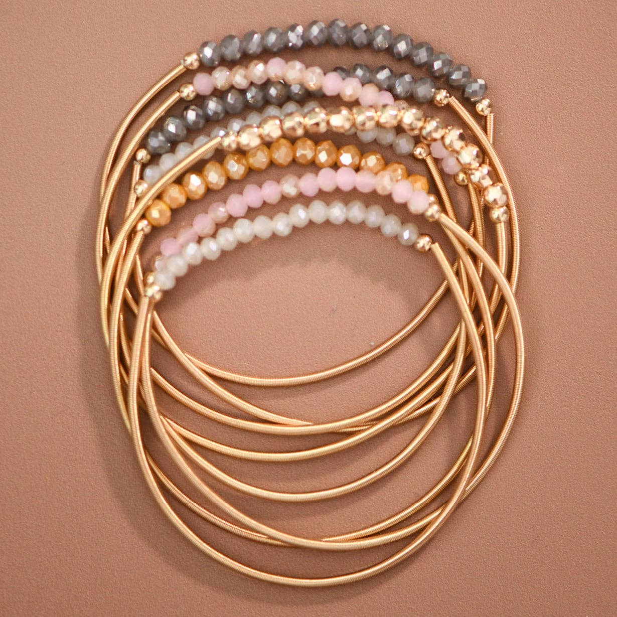 Boho Layered Spring Coil Guitar String Bracelet Set - 8096