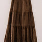 Faux Suede Tiered Midi Skirt