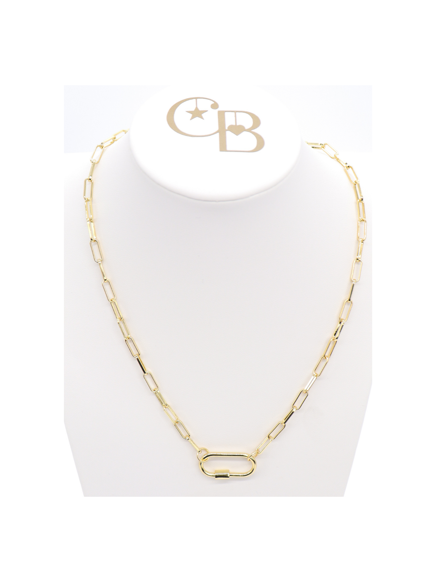 Gold Ashley (Box) Necklace with Piper Carabiner