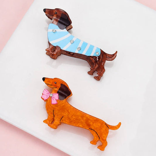 Wiener Dog Hair Claw Clips