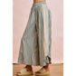 FLORAL EYELET SIDE ELASTIC STRIPES WIDE LEG PANTS